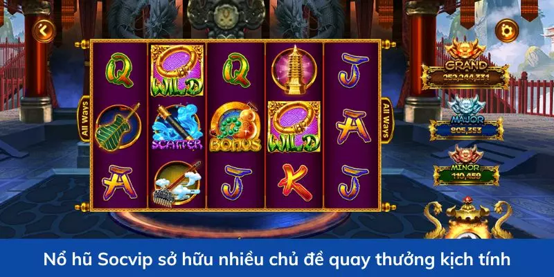 Nổ hũ Socvip sở hữu nhiều chủ đề quay thưởng kịch tính